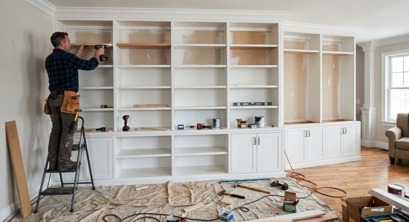 Built In Bookcase Installation in Raleigh, NC